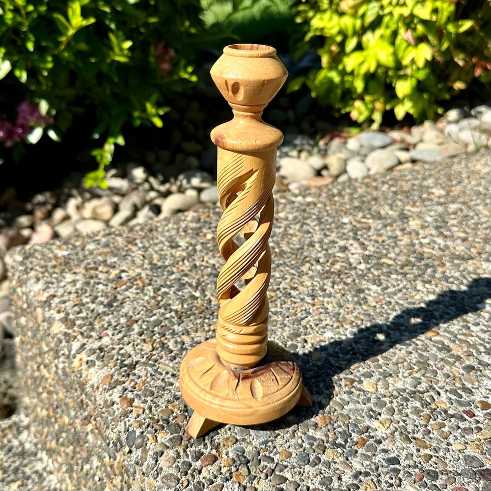 carved wood candlestick